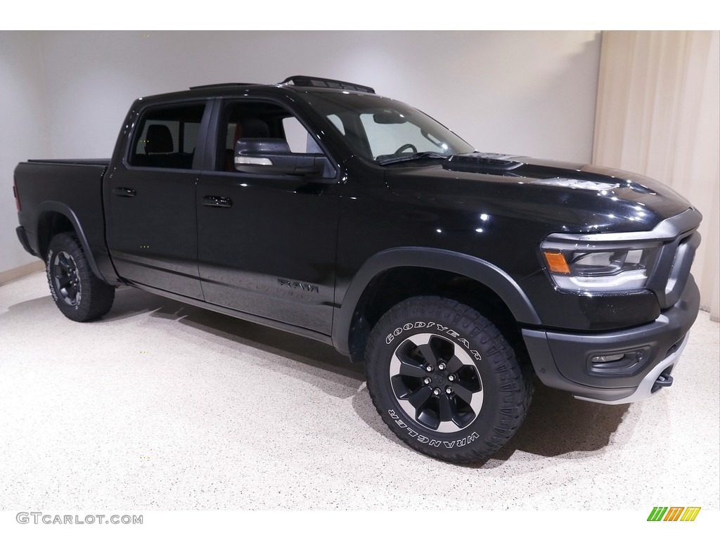 2020 1500 Rebel Crew Cab 4x4 - Diamond Black Crystal Pearl / Red/Black photo #1