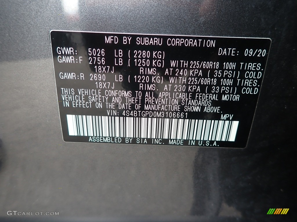 2021 Outback Touring XT - Magnetite Gray Metallic / Java Brown photo #15