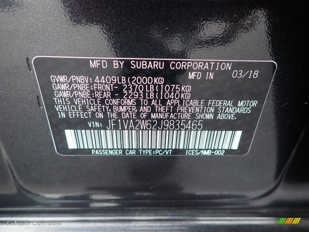 2018 WRX STI - Dark Gray Metallic / Carbon Black photo #14
