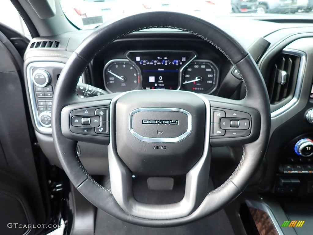 2021 GMC Sierra 1500 Denali Crew Cab 4WD Jet Black Steering Wheel Photo #143098798