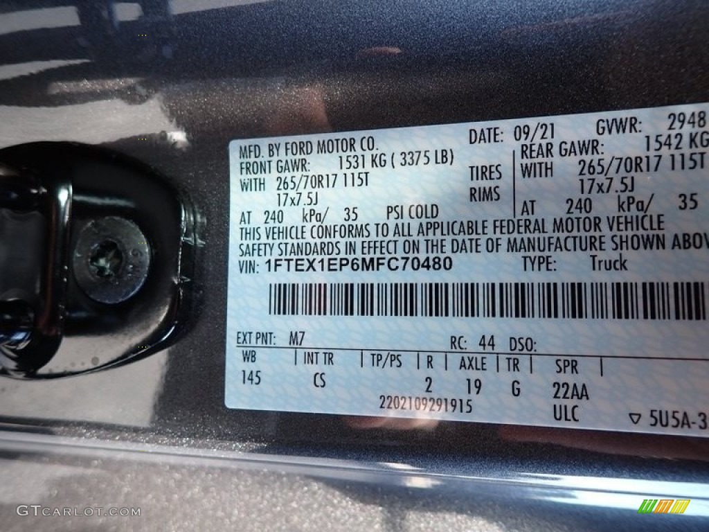 2021 F150 Color Code M7 for Carbonized Gray Photo #143098894