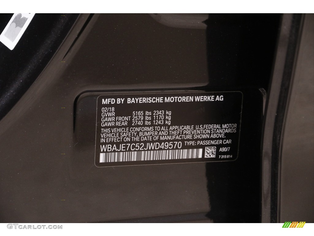 2018 5 Series 540i xDrive Sedan - Dark Graphite Metallic / Black photo #24