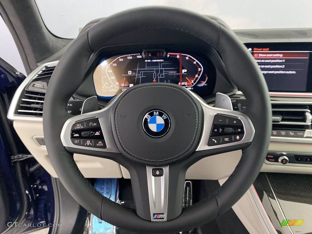 2022 BMW X5 M50i Ivory White Steering Wheel Photo #143103215