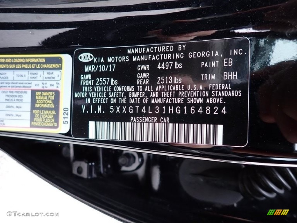2017 Kia Optima LX Color Code Photos