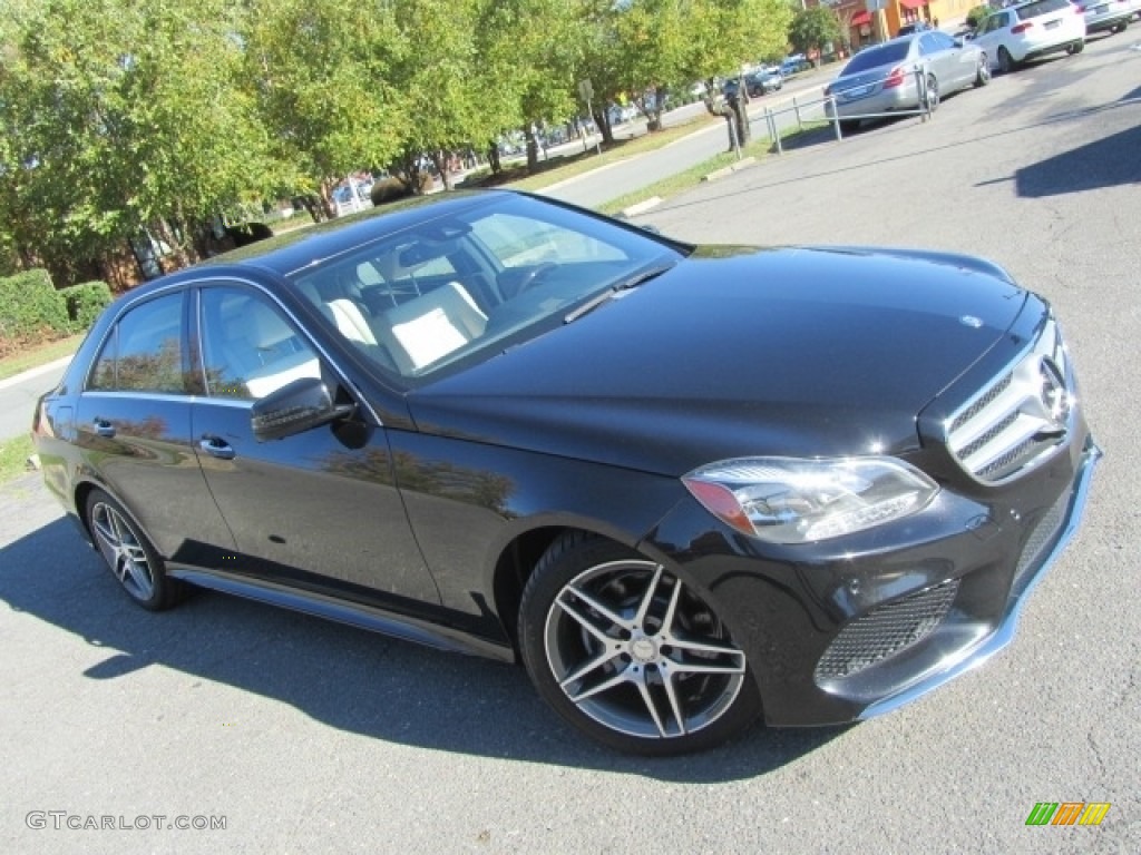2014 E 350 4Matic Sport Sedan - Obsidian Black Metallic / Porcelain/Black photo #3
