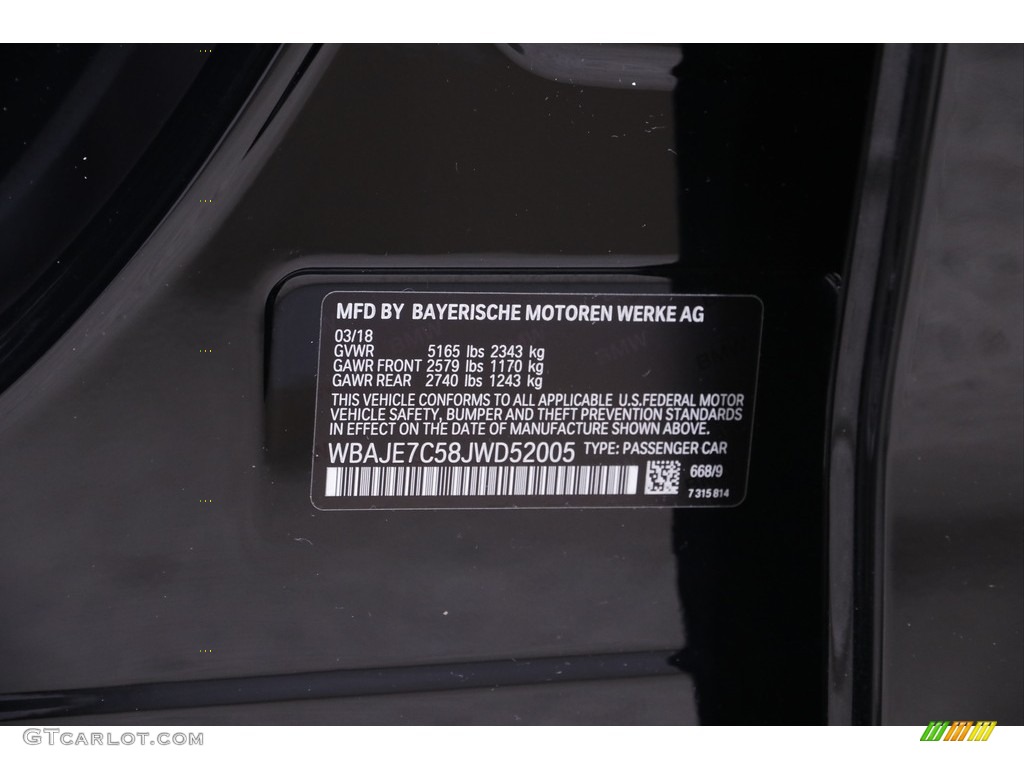 2018 5 Series 540i xDrive Sedan - Jet Black / Mocha photo #26