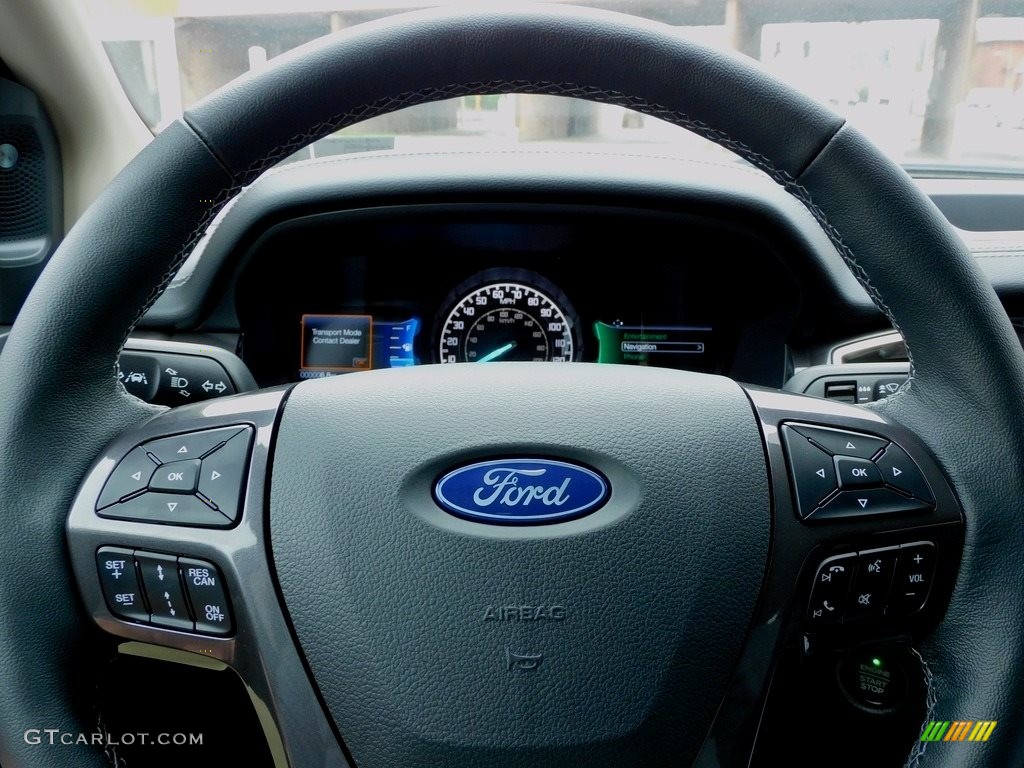 2021 Ford Ranger Lariat SuperCrew 4x4 Ebony Steering Wheel Photo #143130075