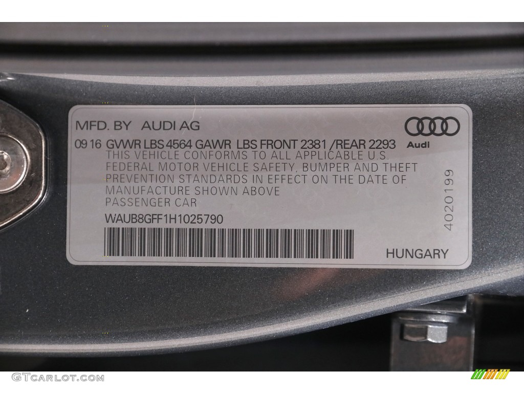 2017 A3 2.0 Premium quttaro - Monsoon Gray Metallic / Black photo #21