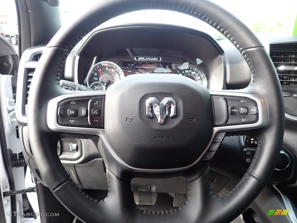 2021 Ram 1500 Big Horn Crew Cab 4x4 Black Steering Wheel Photo #143141019
