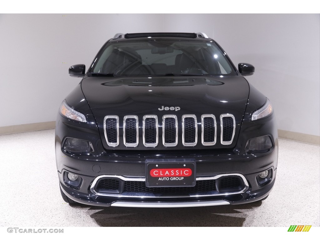 2018 Cherokee Overland 4x4 - Diamond Black Crystal Pearl / Black photo #2