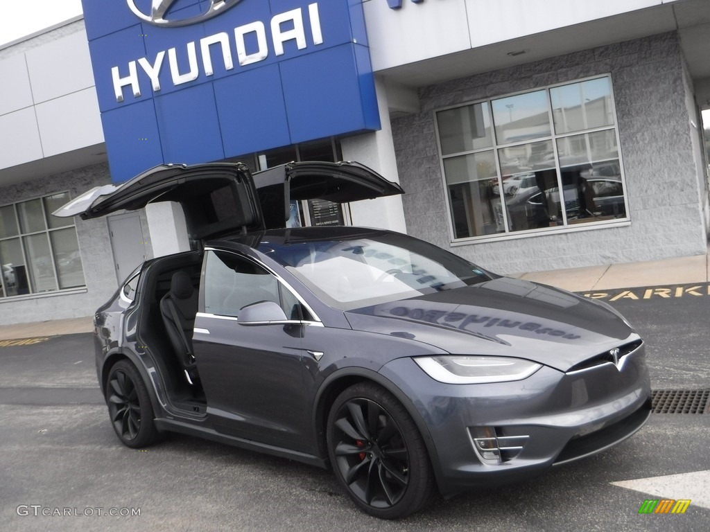 2018 Model X P100D - Midnight Silver Metallic / Black photo #2