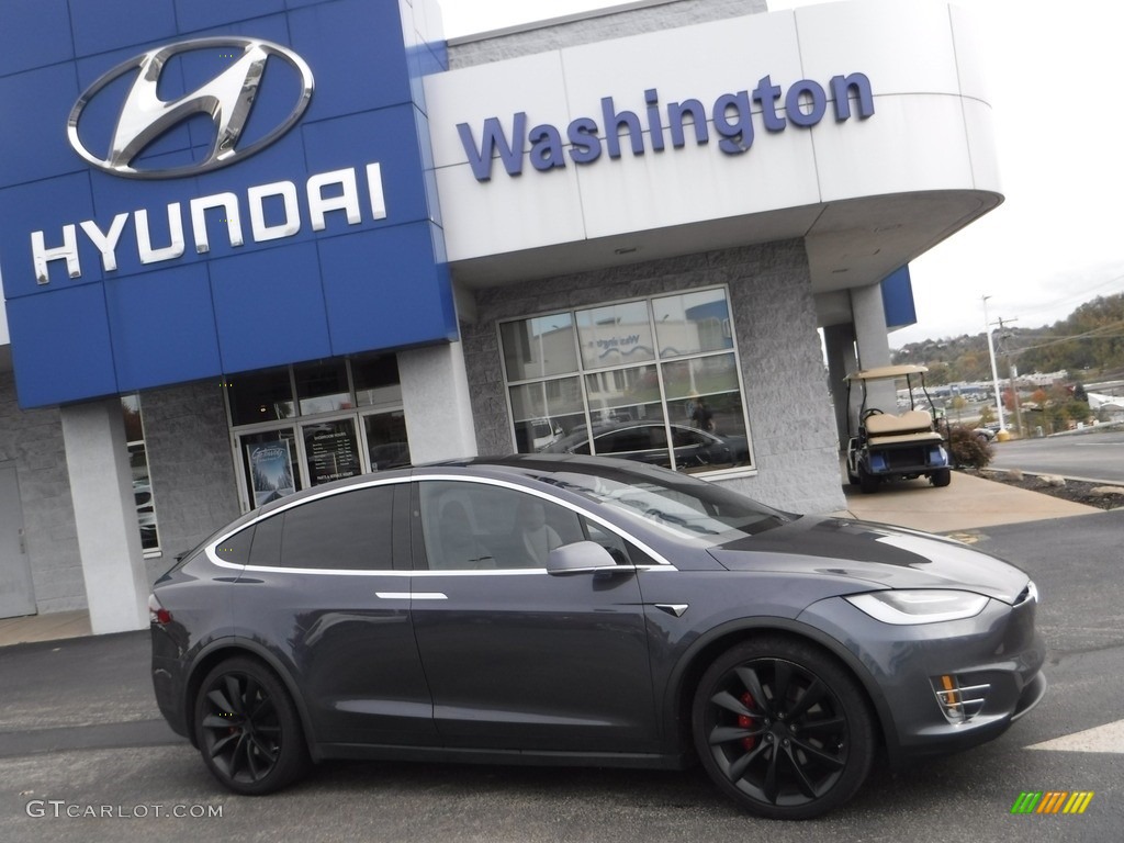2018 Model X P100D - Midnight Silver Metallic / Black photo #3