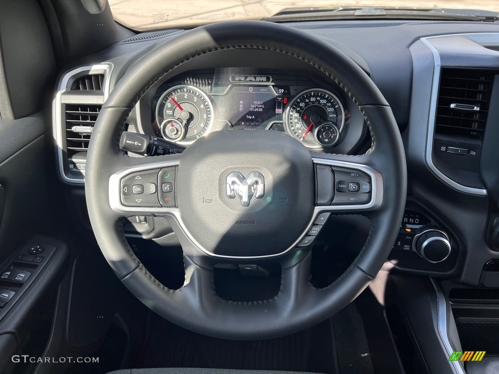 2022 Ram 1500 Big Horn Night Edition Quad Cab 4x4 Black Steering Wheel Photo #143169781