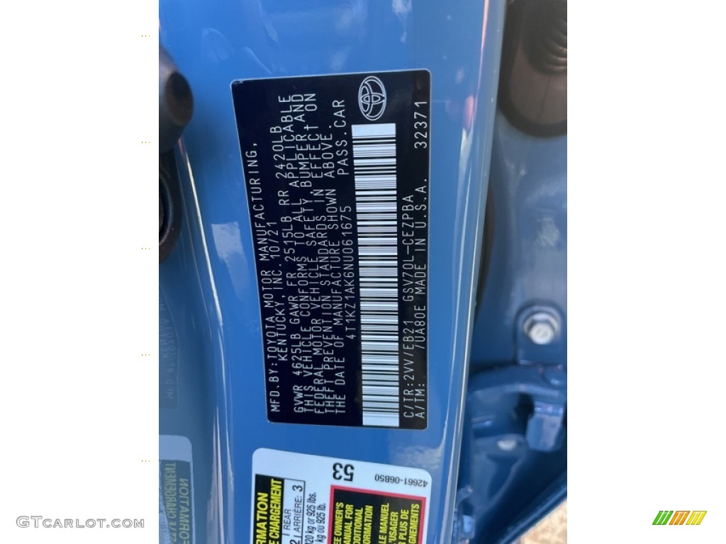 2022 Toyota Camry TRD Color Code Photos