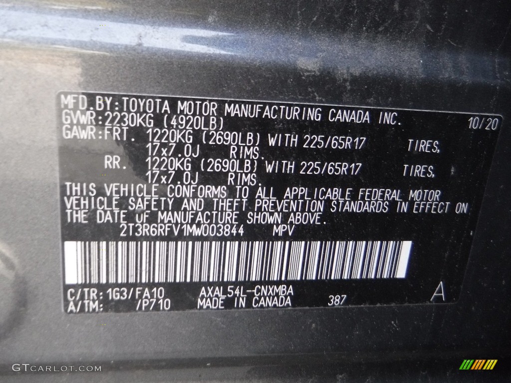 2021 RAV4 Color Code 1G3 for Magnetic Gray Metallic Photo #143178121