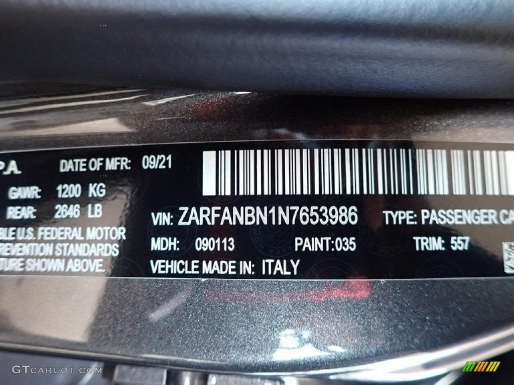 2022 Giulia Color Code 035 for Vesuvio Gray Metallic Photo #143179657
