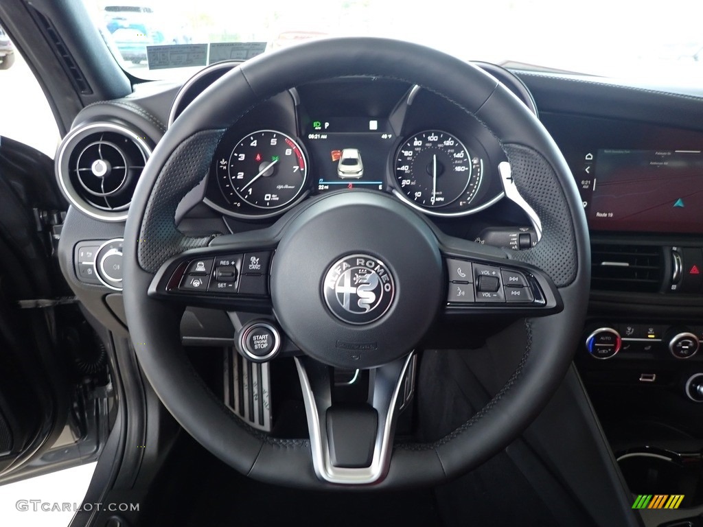 2022 Alfa Romeo Giulia Ti AWD Black/Red Steering Wheel Photo #143179780
