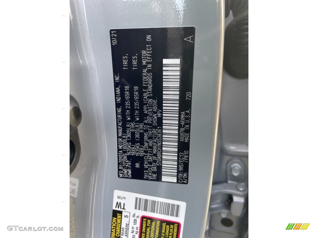 2022 Toyota Highlander Hybrid Bronze Edition AWD Color Code Photos