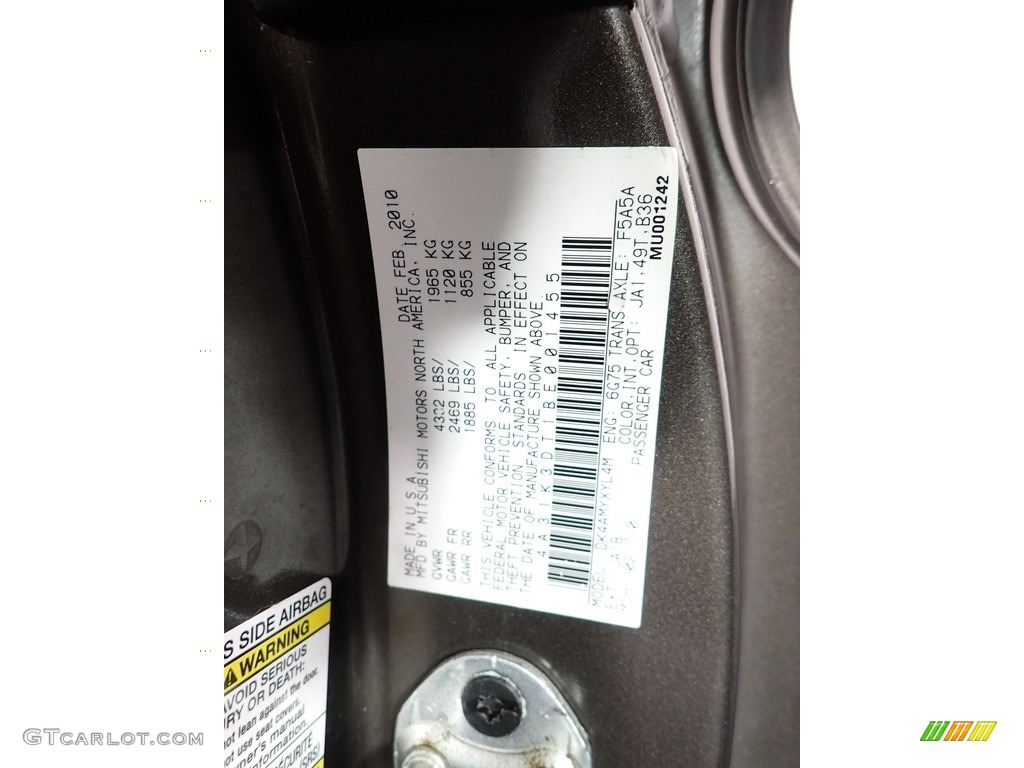 2011 Eclipse GT Coupe - Carbon Pearl / Dark Charcoal photo #35