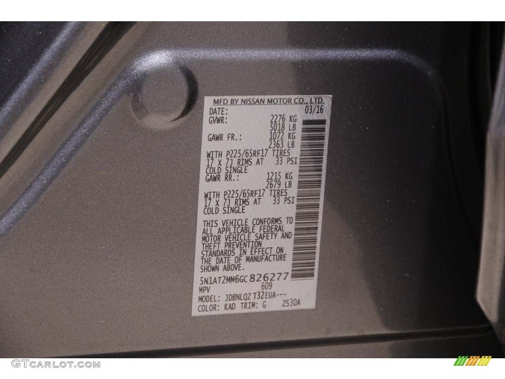 2016 Rogue Color Code KAD for Gun Metallic Photo #143190501