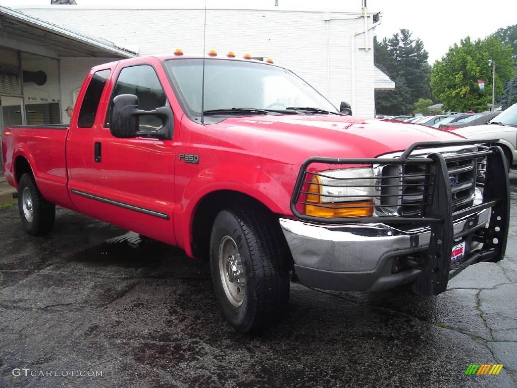 2000 F350 Super Duty XLT Extended Cab - Red / Medium Graphite photo #7