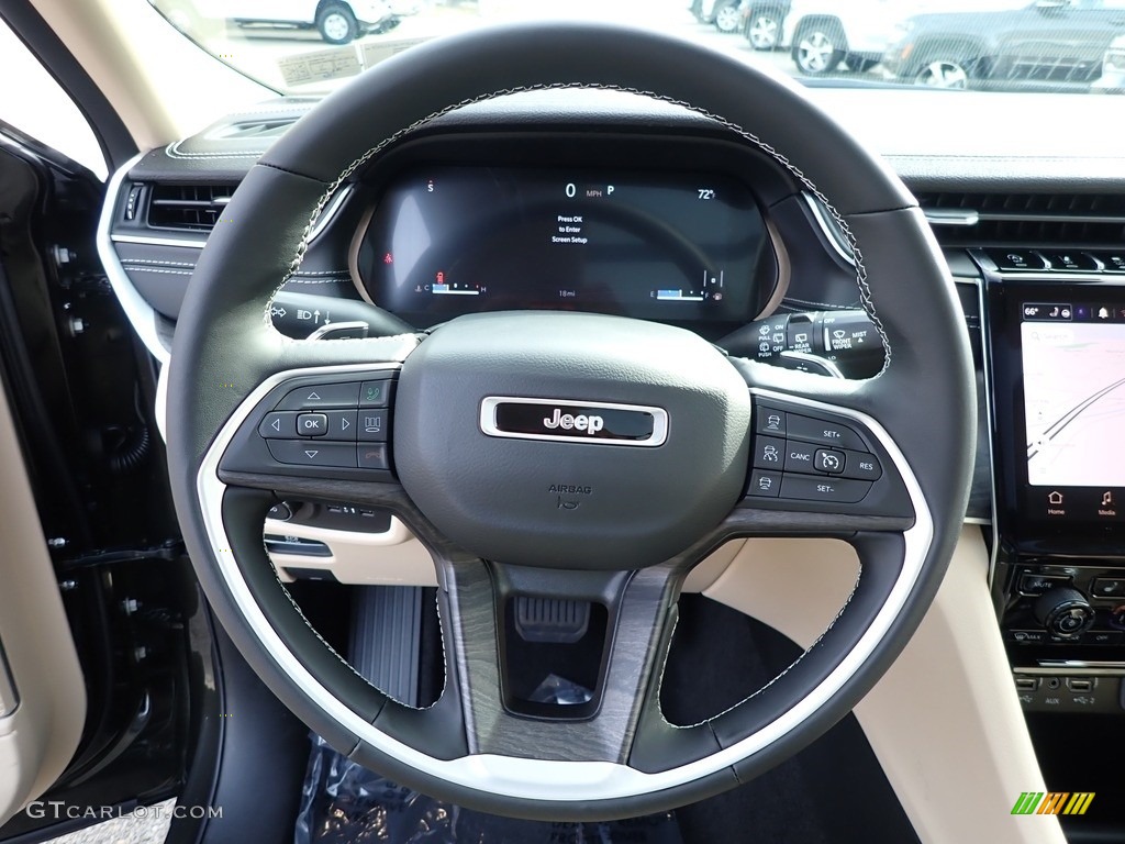 2021 Jeep Grand Cherokee L Limited 4x4 Black Steering Wheel Photo #143220555