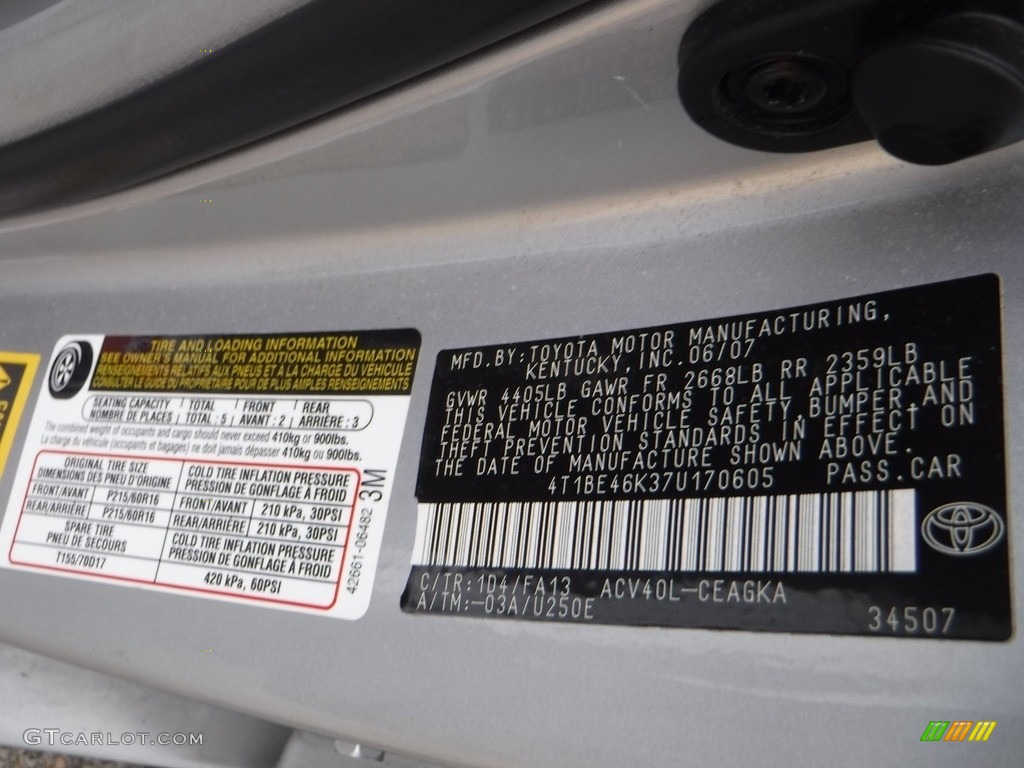 2007 Camry XLE - Titanium Metallic / Ash photo #27