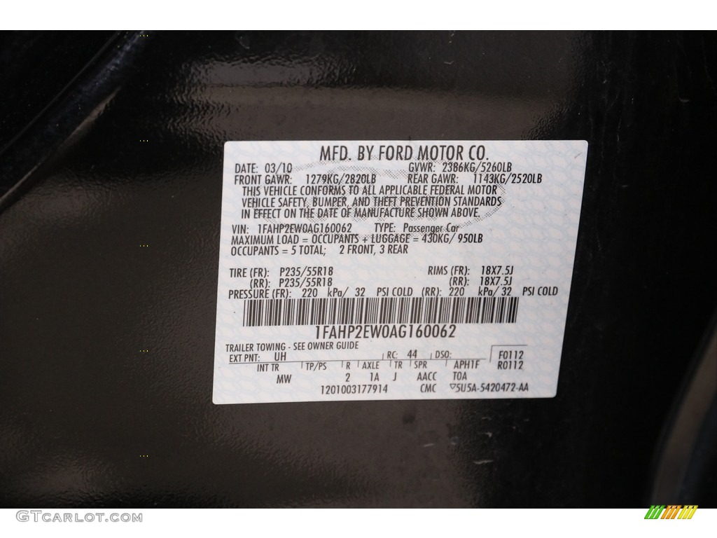 2010 Taurus SEL - Tuxedo Black Metallic / Charcoal Black photo #20