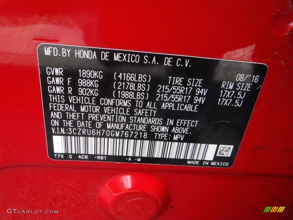 2016 HR-V EX-L Navi AWD - Milano Red / Black photo #35
