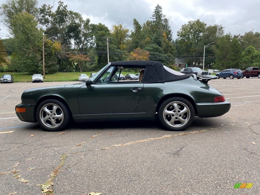 Dark Green Metallic 1991 Porsche 911 Carrera 2 Cabriolet Exterior Photo #143233529