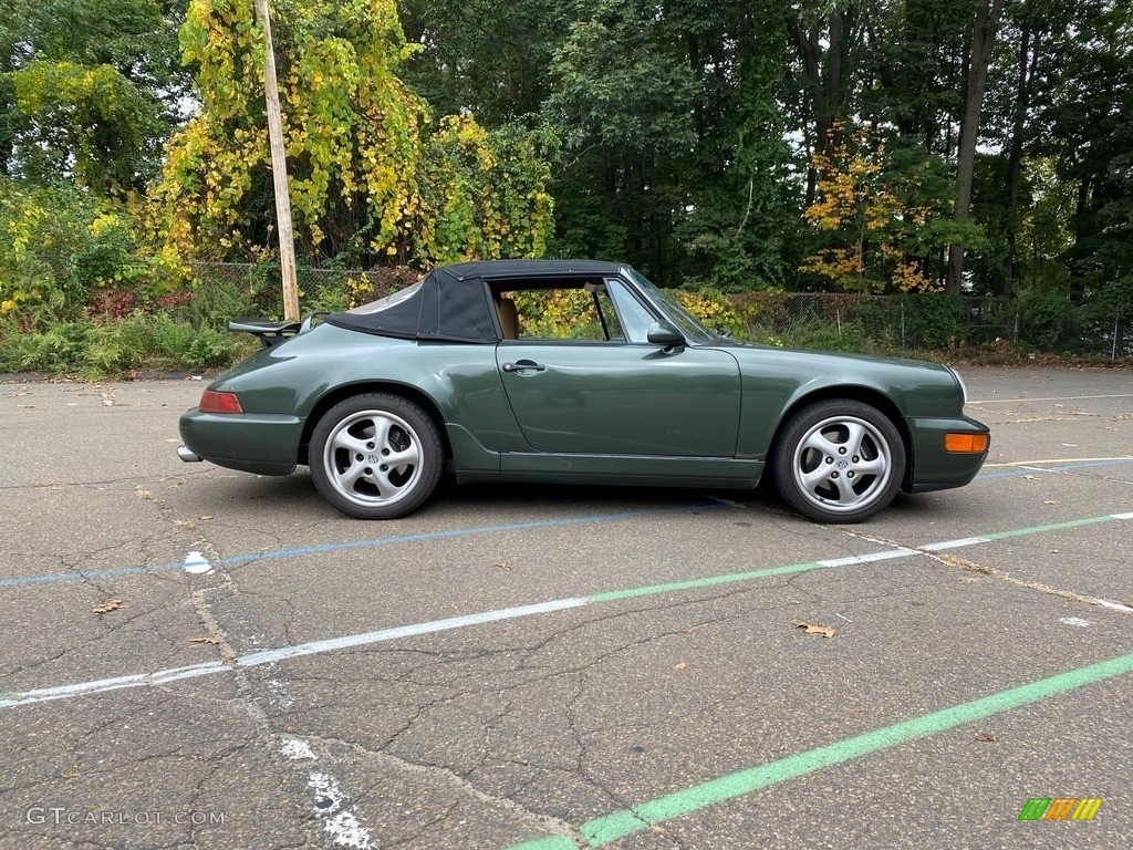 Dark Green Metallic 1991 Porsche 911 Carrera 2 Cabriolet Exterior Photo #143233551