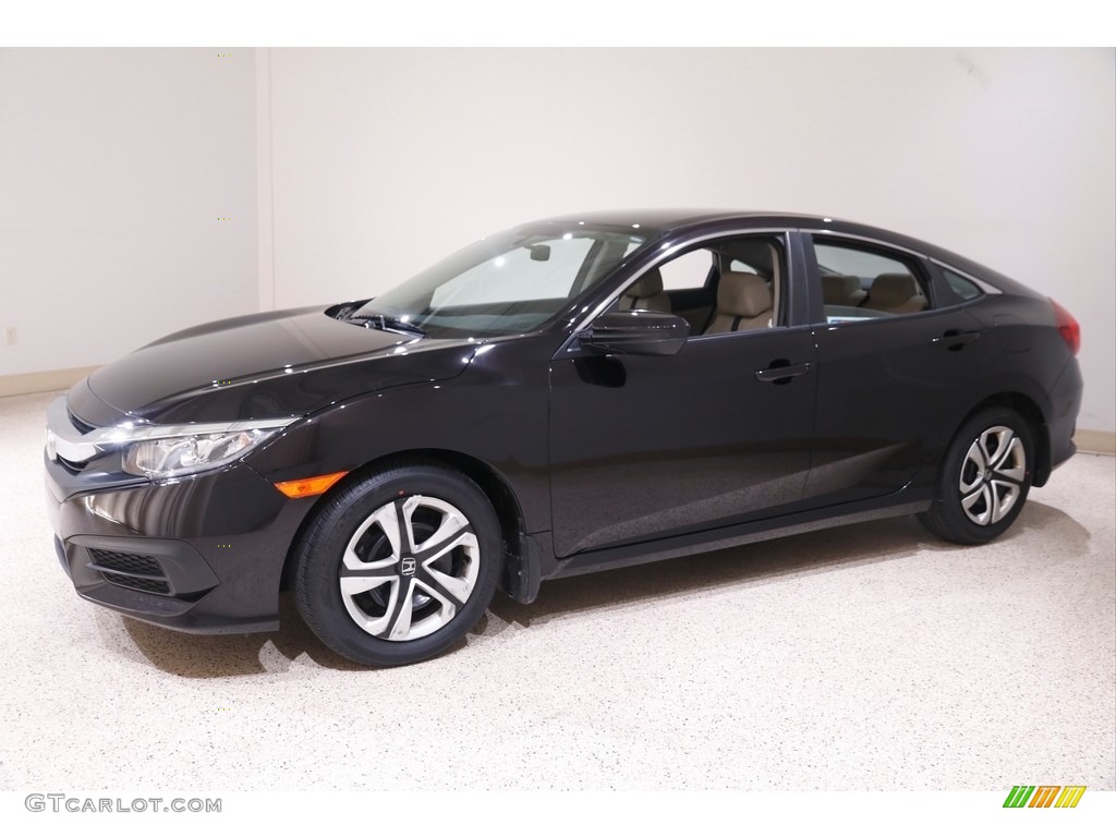 2018 Civic LX Sedan - Burgundy Night Pearl / Ivory photo #3