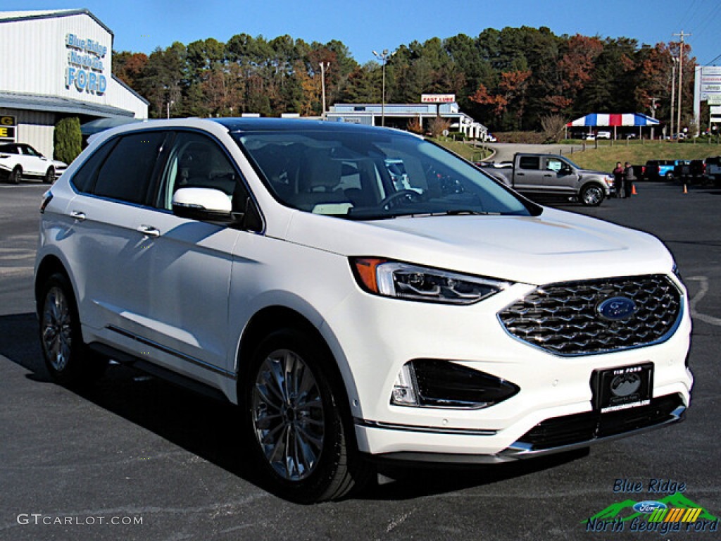2021 Edge Titanium AWD - Star White Metallic Tri-Coat / Medium Soft Ceramic photo #7