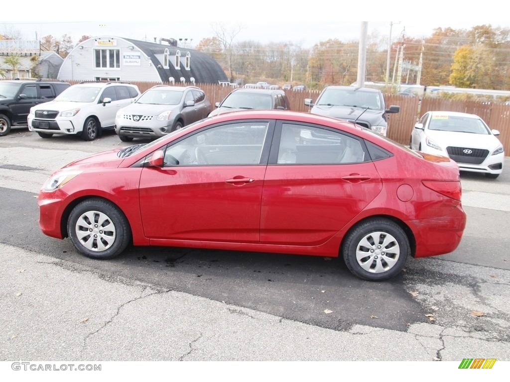 2016 Accent SE Sedan - Boston Red / Gray photo #8