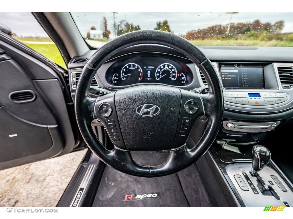 2012 Hyundai Genesis 5.0 R Spec Sedan Jet Black Steering Wheel Photo #143248439