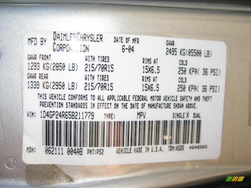 2005 Grand Caravan SE - Bright Silver Metallic / Medium Slate Gray photo #28