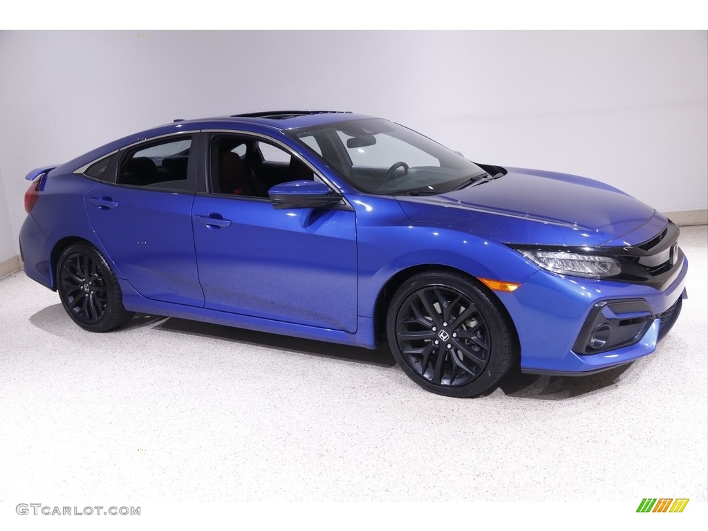 2020 Civic Si Sedan - Aegean Blue Metallic / Black photo #1