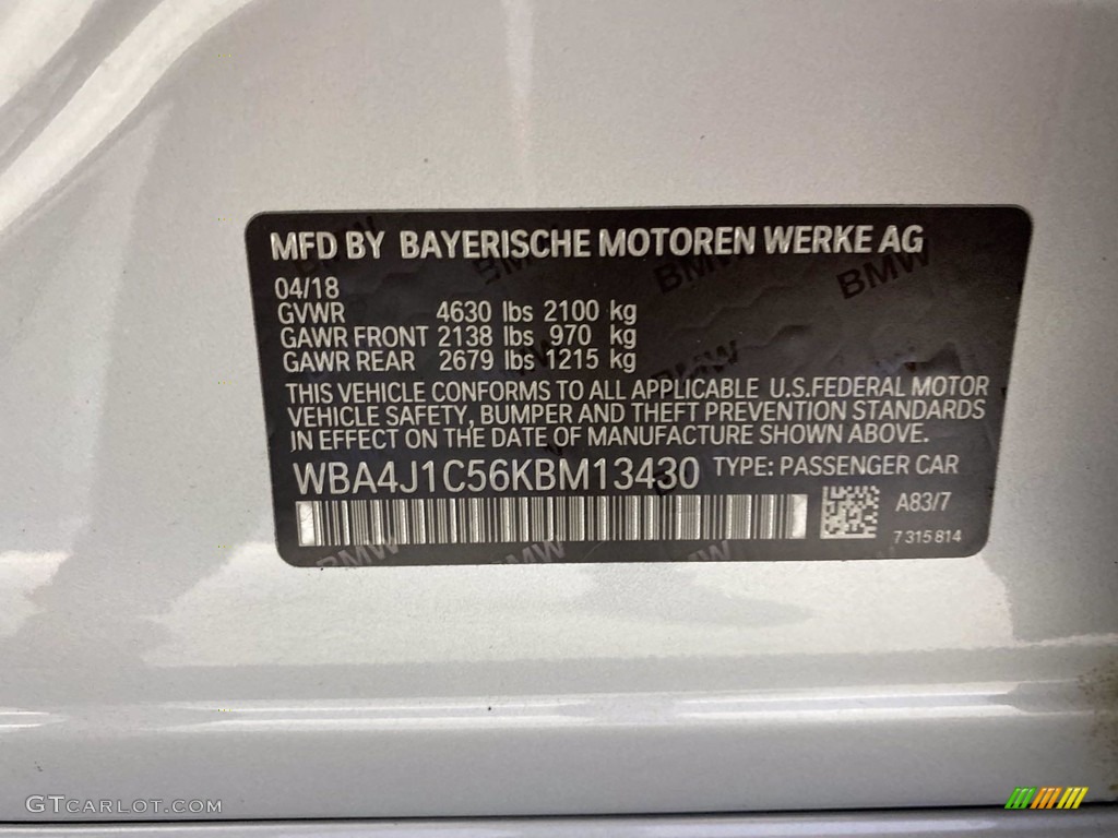 2019 4 Series 430i Gran Coupe - Glacier Silver Metallic / Black photo #37