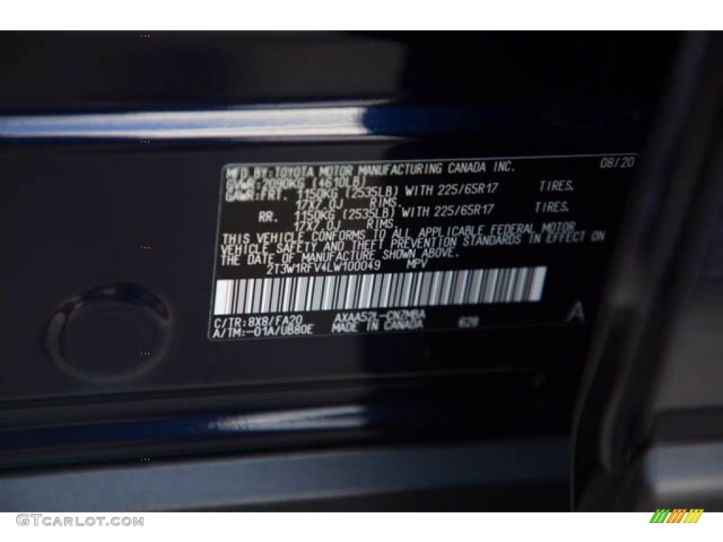 2020 RAV4 Color Code 8X8 for Blueprint Photo #143267818