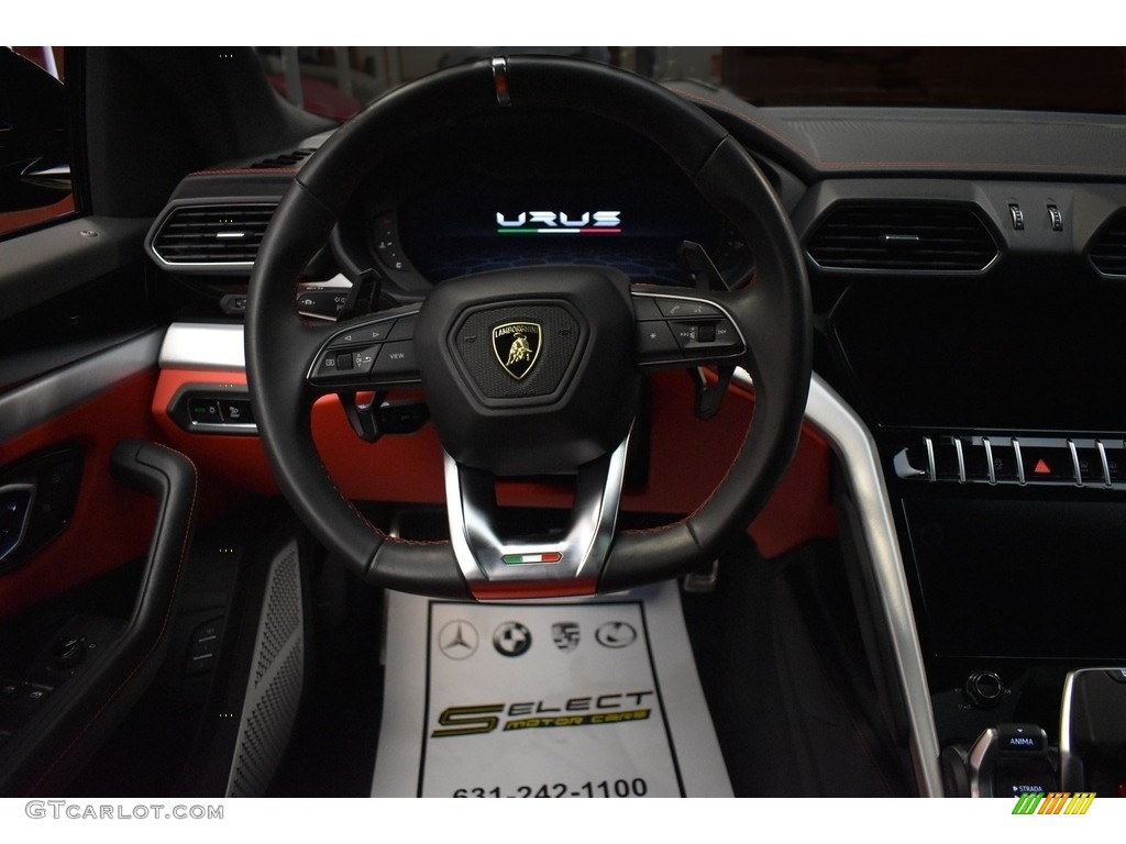 2020 Lamborghini Urus AWD Arancio Leonis/Nero Ade Steering Wheel Photo #143271684