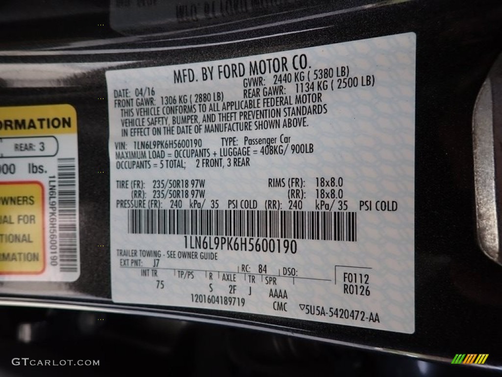 2017 Continental Color Code J7 for Magnetic Gray Photo #143274045