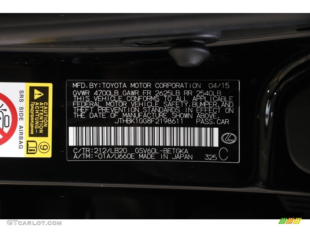 2015 ES Color Code 212 for Obsidian Photo #143280750