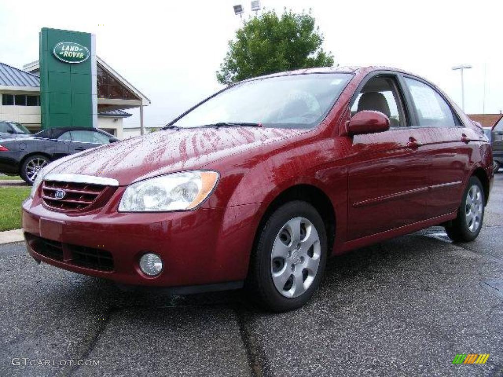 2005 Spectra EX Sedan - Radiant Red / Beige photo #1