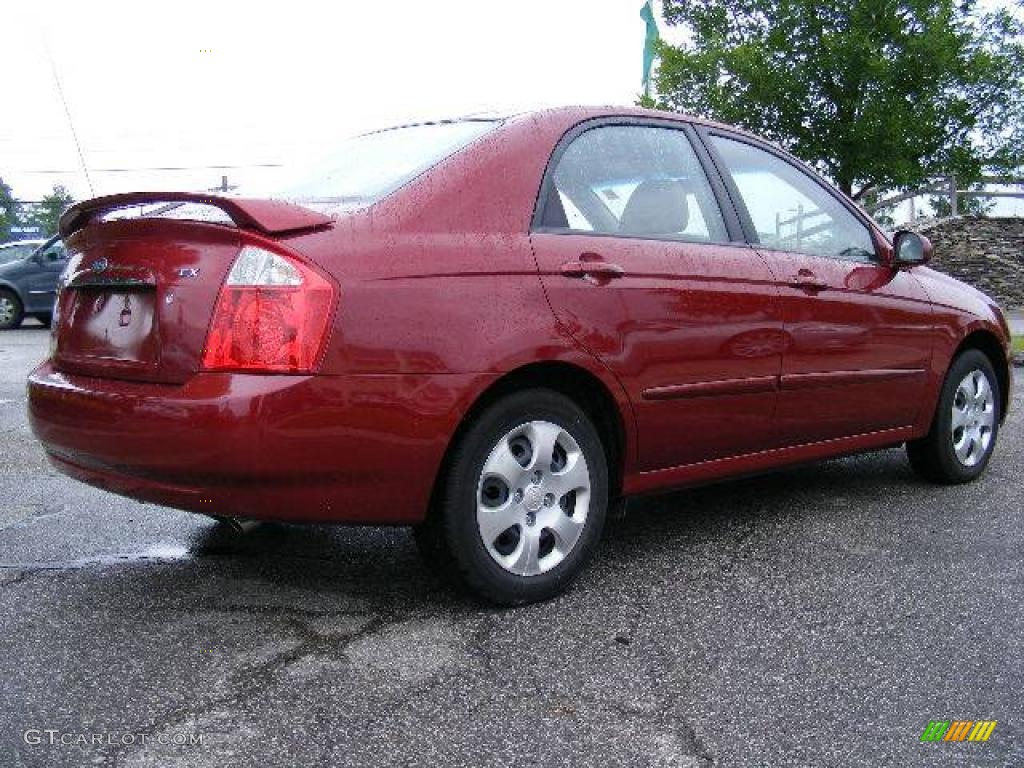 2005 Spectra EX Sedan - Radiant Red / Beige photo #5