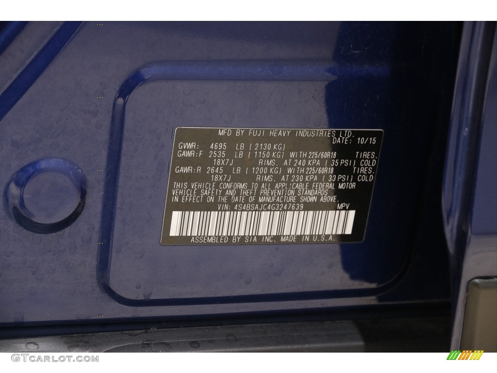 2016 Outback 2.5i Limited - Lapis Blue Pearl / Warm Ivory photo #21