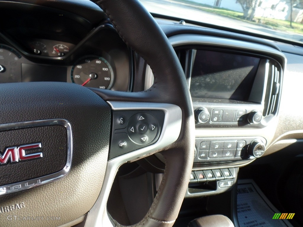 2021 GMC Canyon Denali Crew Cab 4WD Cocoa/Dark Atmosphere Steering Wheel Photo #143299296
