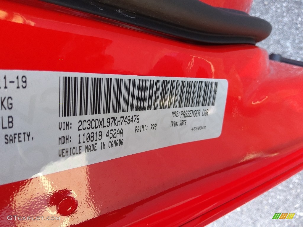 2019 Charger Color Code PR3 for Torred Photo #143302955