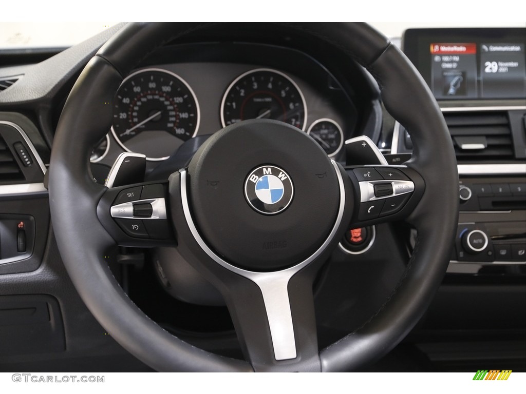 2018 BMW 4 Series 440i xDrive Convertible Black Steering Wheel Photo #143312460