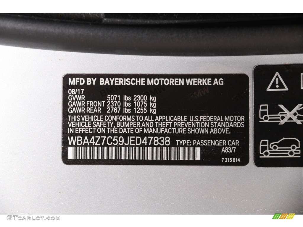 2018 BMW 4 Series 440i xDrive Convertible Color Code Photos