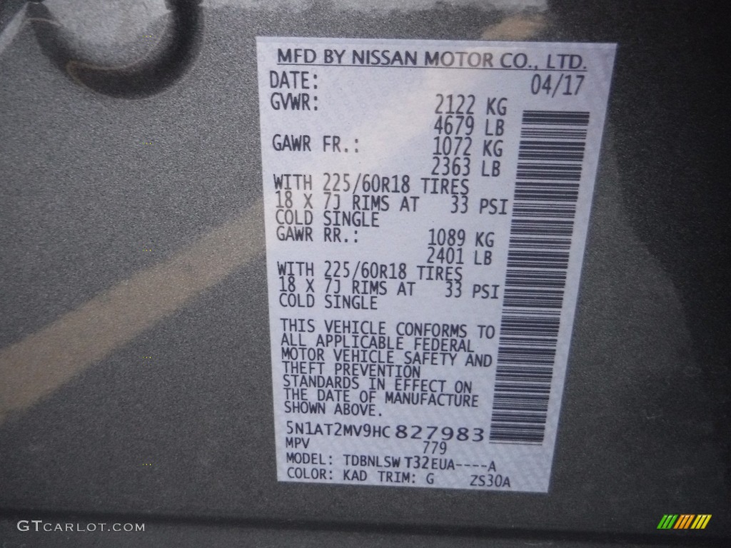 2017 Rogue SL AWD - Gun Metallic / Charcoal photo #36